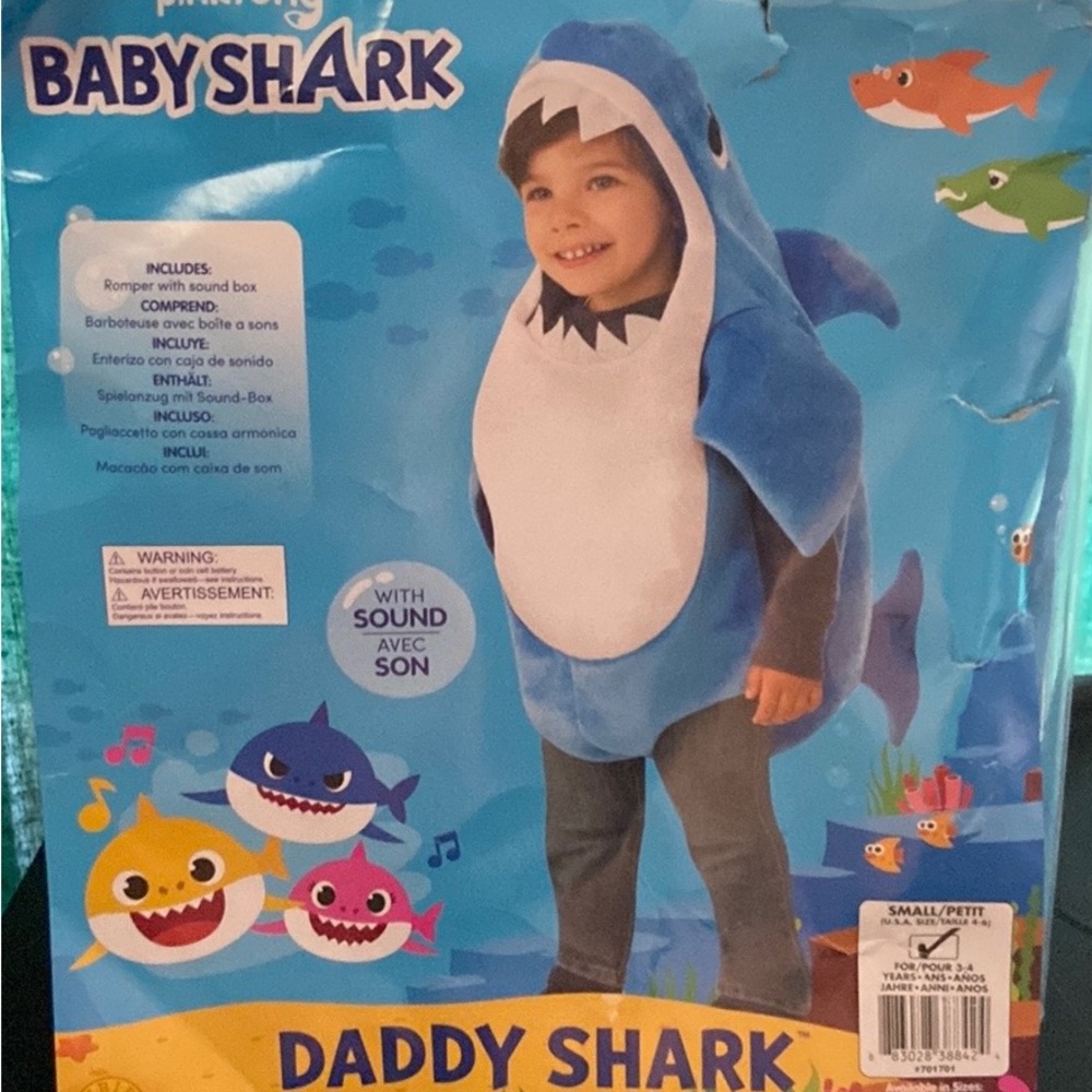 🎃 Halloween Costume Baby Shark 🦈 Kids Small Ages 3-4
